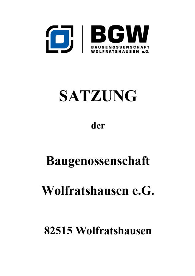 Satzung Baugenossenschaft Wolfratshausen