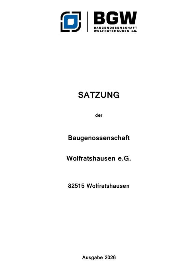 Satzung Baugenossenschaft Wolfratshausen